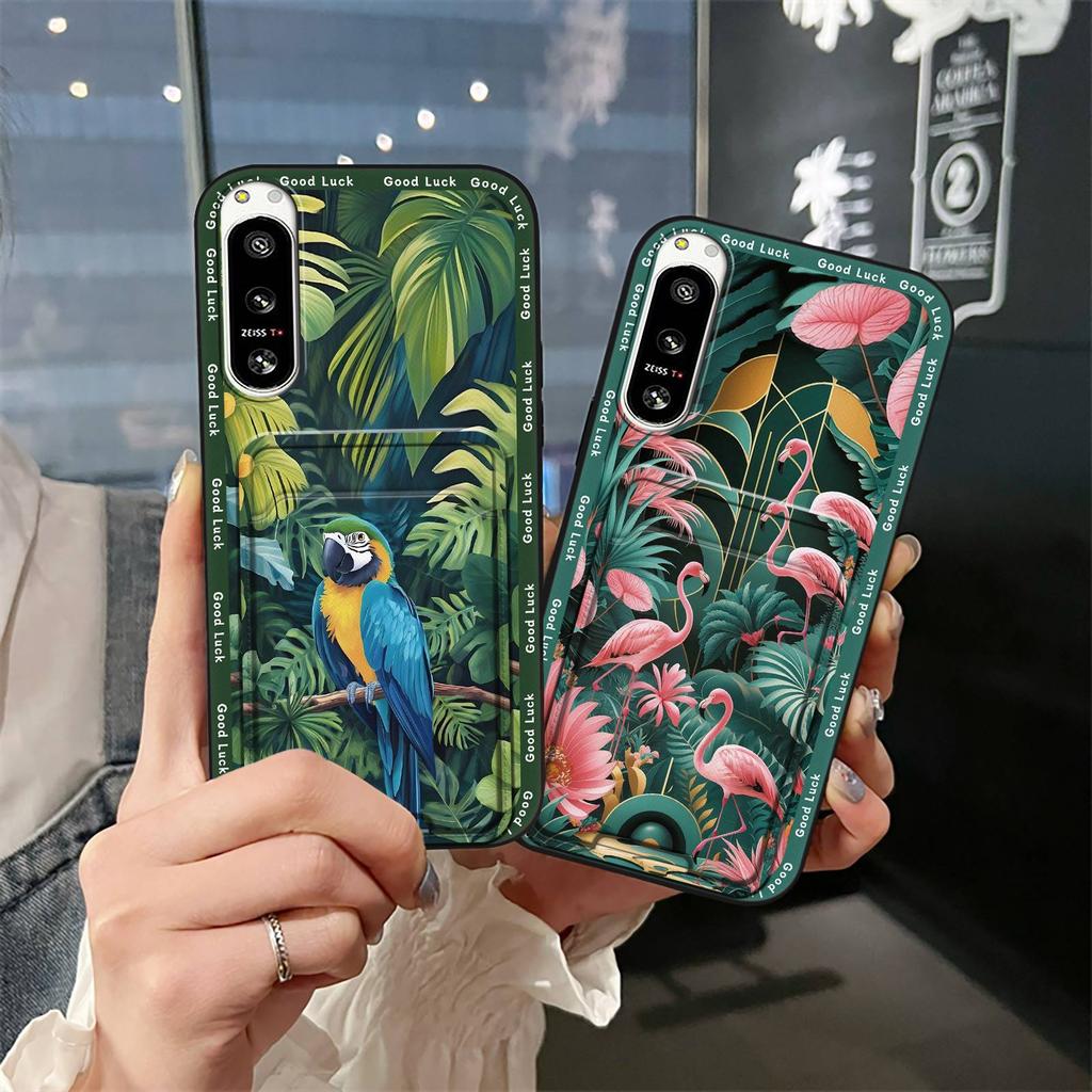 Anti-dust protective Phone Case For Sony Xperia5 IV Full wrap Back Cover Card slot Silicone Graffiti Durable Card bag