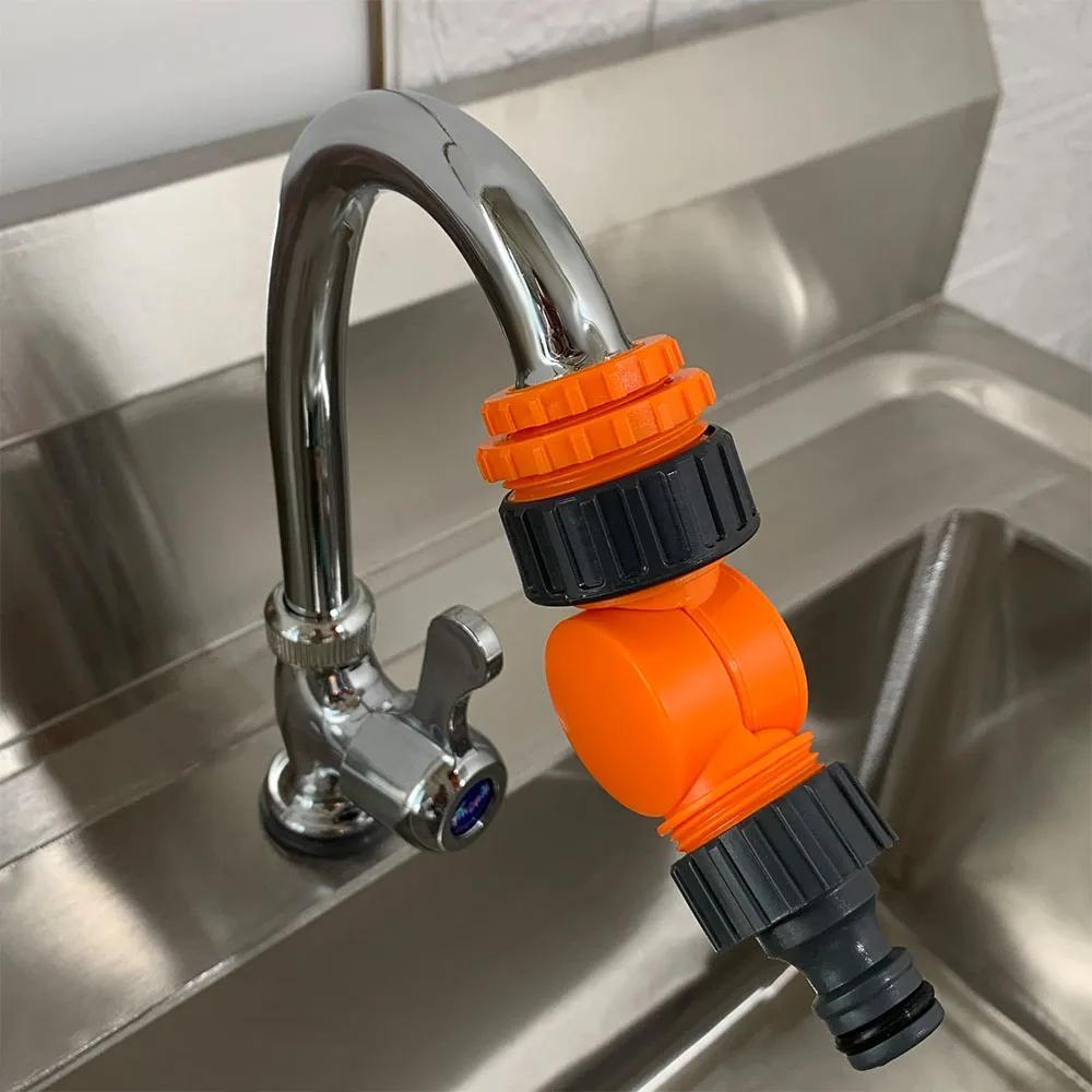 1Pc Plastic Quick Connector Splitte Anti-Bending Faucet Connector Freely Rotatable Faucet Splitter Adjustable Irrigation Water Connector Suitable