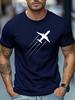 Airplane Takeoff Silhouette Print Unisexs Crew Neck Short Sleeve Tee Soft Summer Travel Pilot Daily Street Basic Casual Outfit Wear