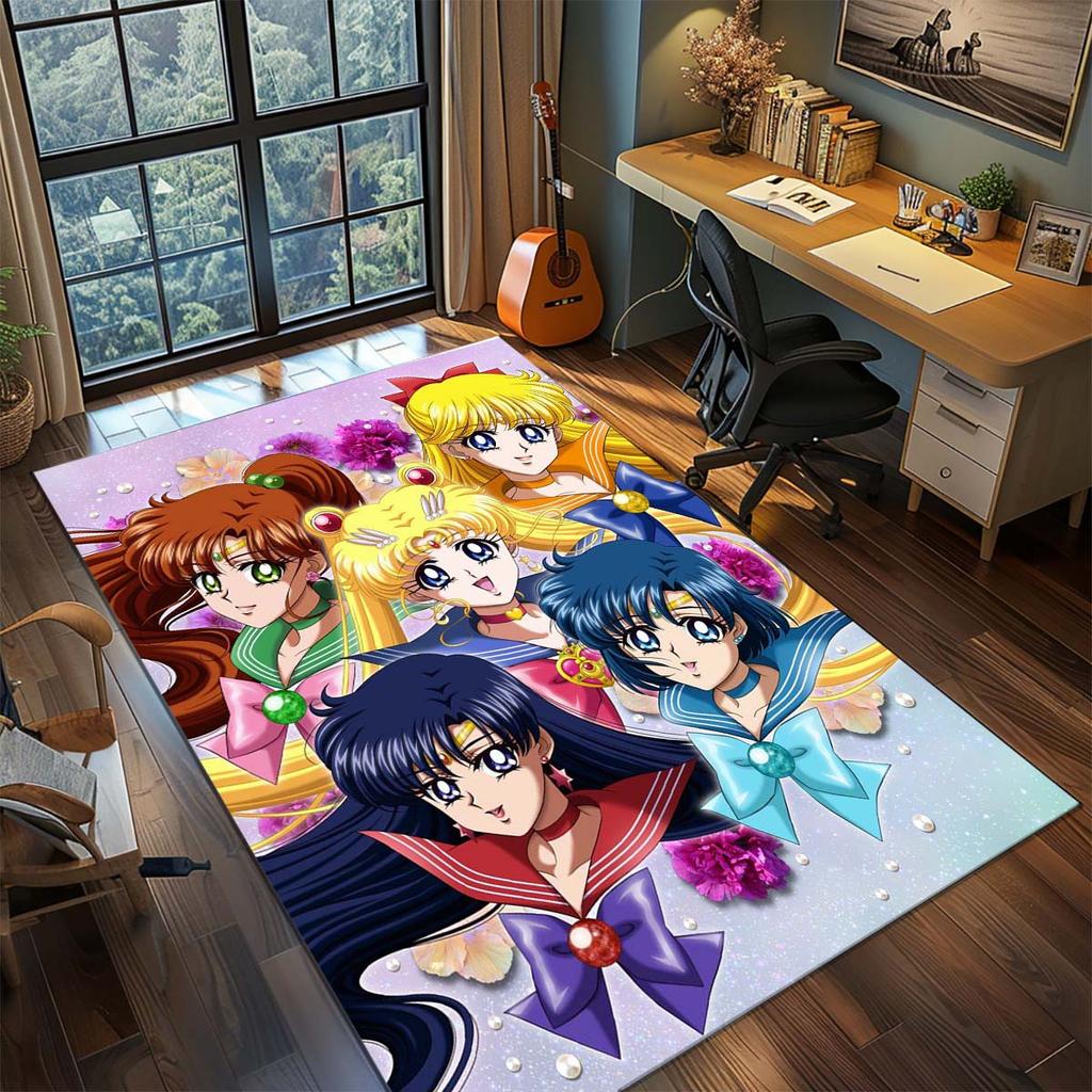Sailor Moon Anime Rug Carpet Large Area Rug Non Slip Washable Floor Mat Gamer Room Bedroom Home Decor -QJY