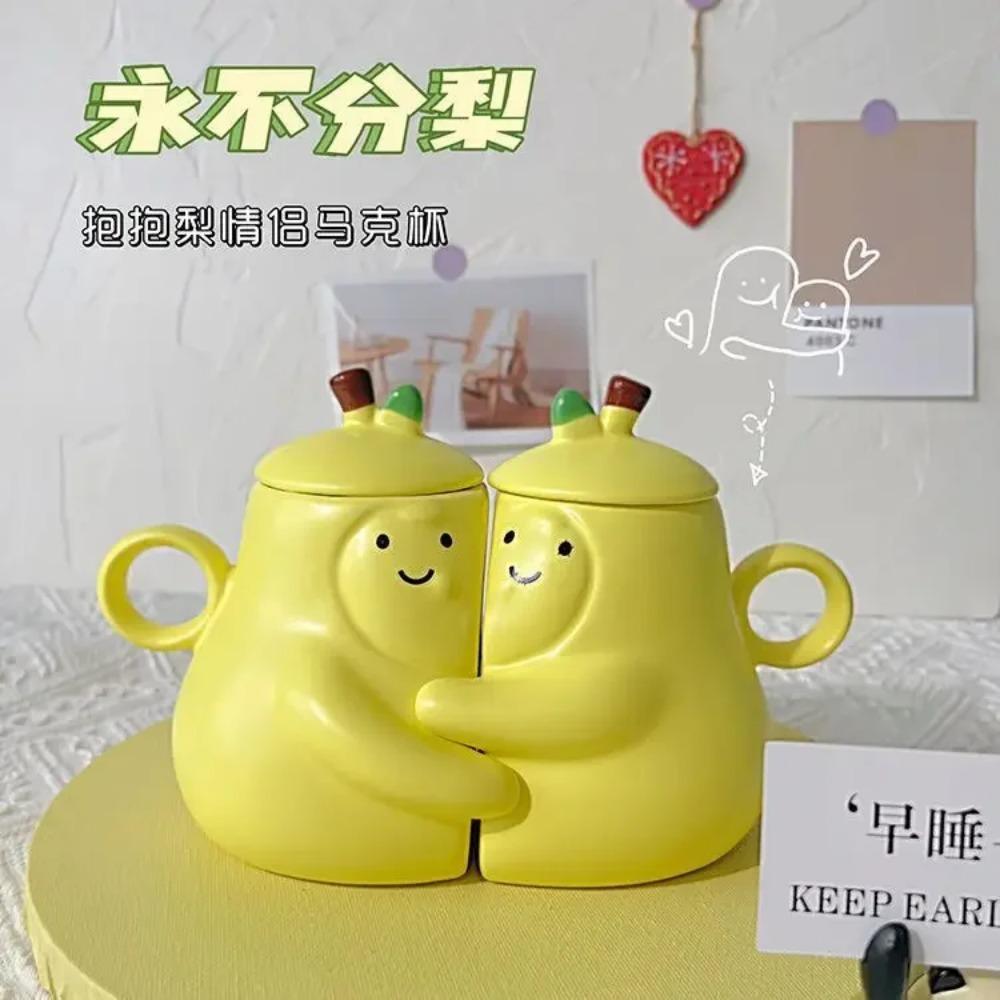 Kawaii Never Divide Pear Hugging Pear Couple Ceramic Cup Ins High Appearance Level Mug Cute Birthday Gift Water Cups Ceramic Mug