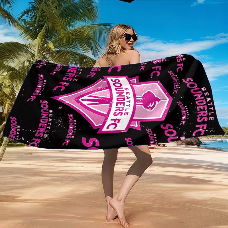 Sea-ttle Fc Logo Printed Microfiber Beach Towel, Soft And Absorbent, Quick-Dry, Ideal for Summer Travel, Beach Essential, Swimming Pool