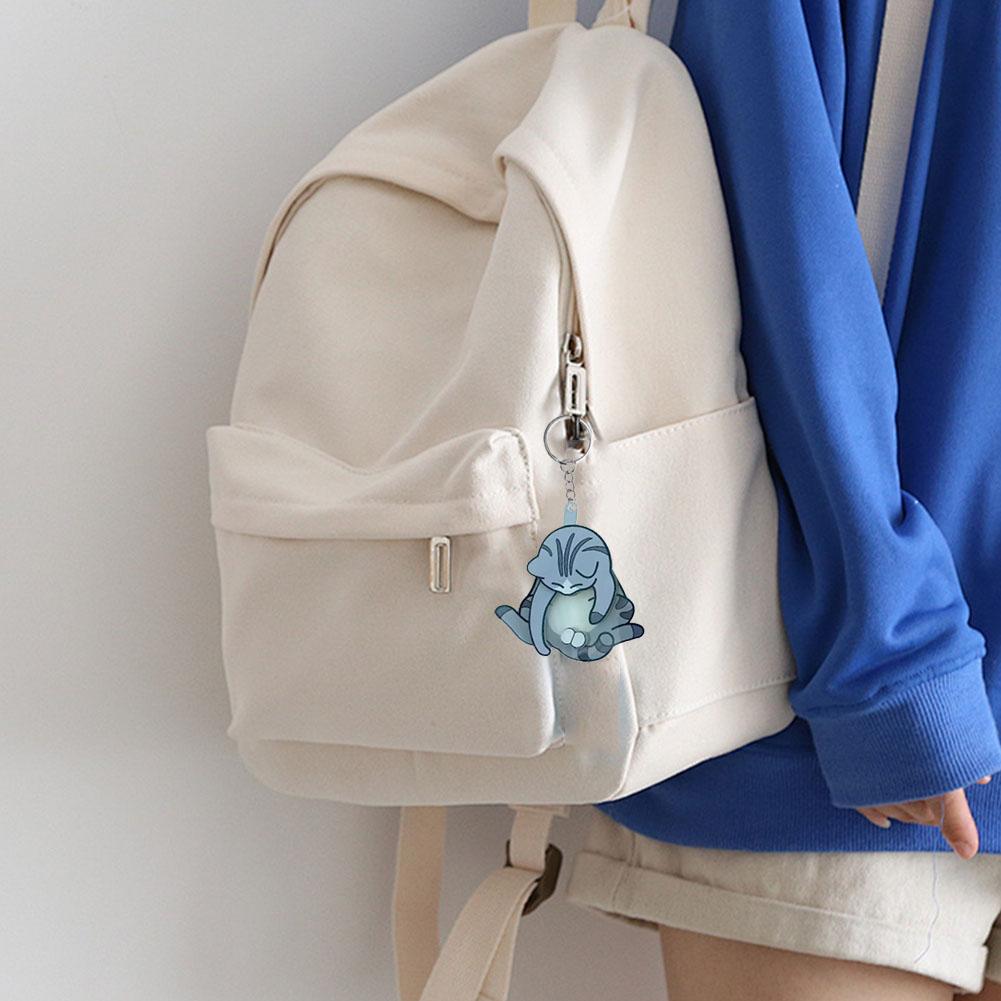 Playful Cat Interactive Keychain, Funny Wiggling Cat Kitten Moving Pendant Bag Charm, Rotatable Acrylic Bag Pendant Keyring Gift