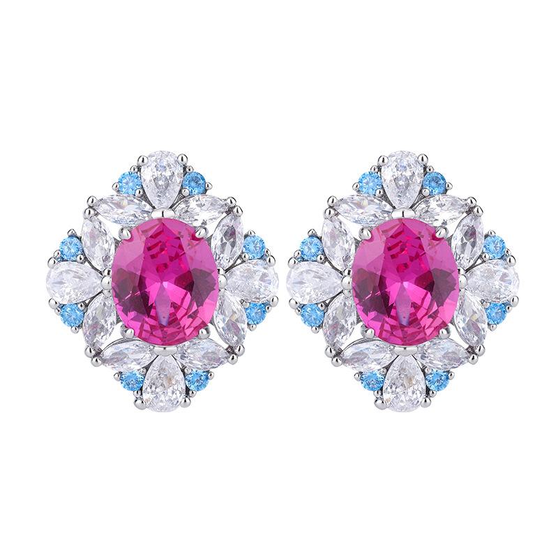 Jewelry Popular Ring Simulation Rose Red Corundum Temperament Set Women 10 * 12-6 * 8
