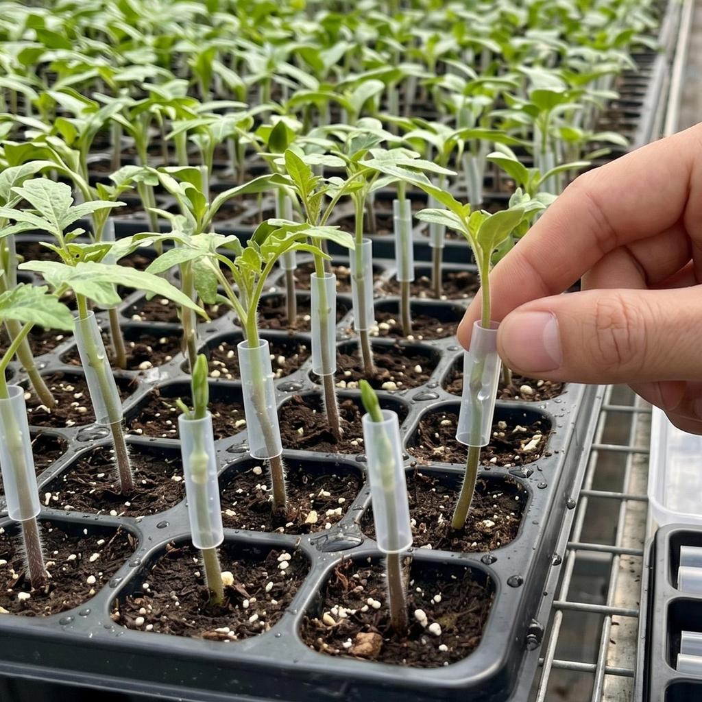 Manicotti per Innesto Alberi da Frutto Tubi Flessibili Morbidi per Piantine da Fiore Clip per Rami di Pomodoro Casing per la Guarigione Protettori