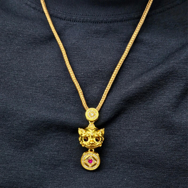 Wealth Luck Bihu Gold Unisex Necklace with Pouch