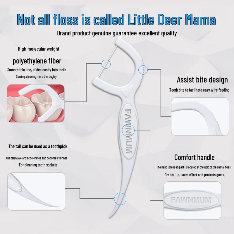 Little Deer Mom Classic Noble Tiger Youth Dental Floss Picks