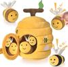 Baby Toy 6-12 Months, 6-in-1 Baby Beehive with 5 Bees Montessori Sensory Toy with Barn, Rattle, Mirror, Children's Educational Games and Motor Skills