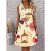 Robe d'été pour femme à col rond sans manches imprimée en 3D, mode, polyvalente, tendance, respirante, décontractée