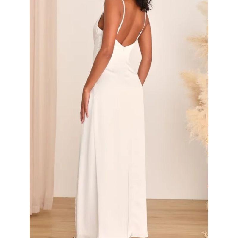 Export Single Lu Home Swing Collar Sling Smooth Fabric Fold Split Film Trip Shoot Bridal Light Wedding Dress Dress Women