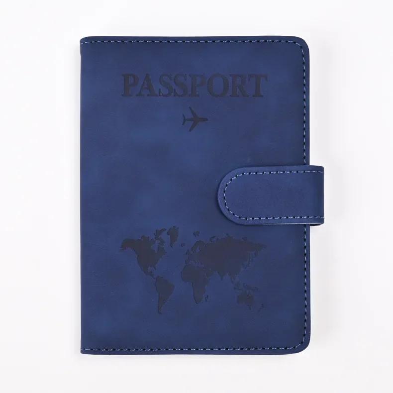 Unisex RFID Travel Wallet Map Print Passport Holder Flight Ticket Clip ID Card Holder Passport Cover Passport Travel Organizer