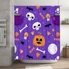 Halloween-Themed Shower Curtain Featuring Pumpkin Candy Skull Design For Bathroom Decor