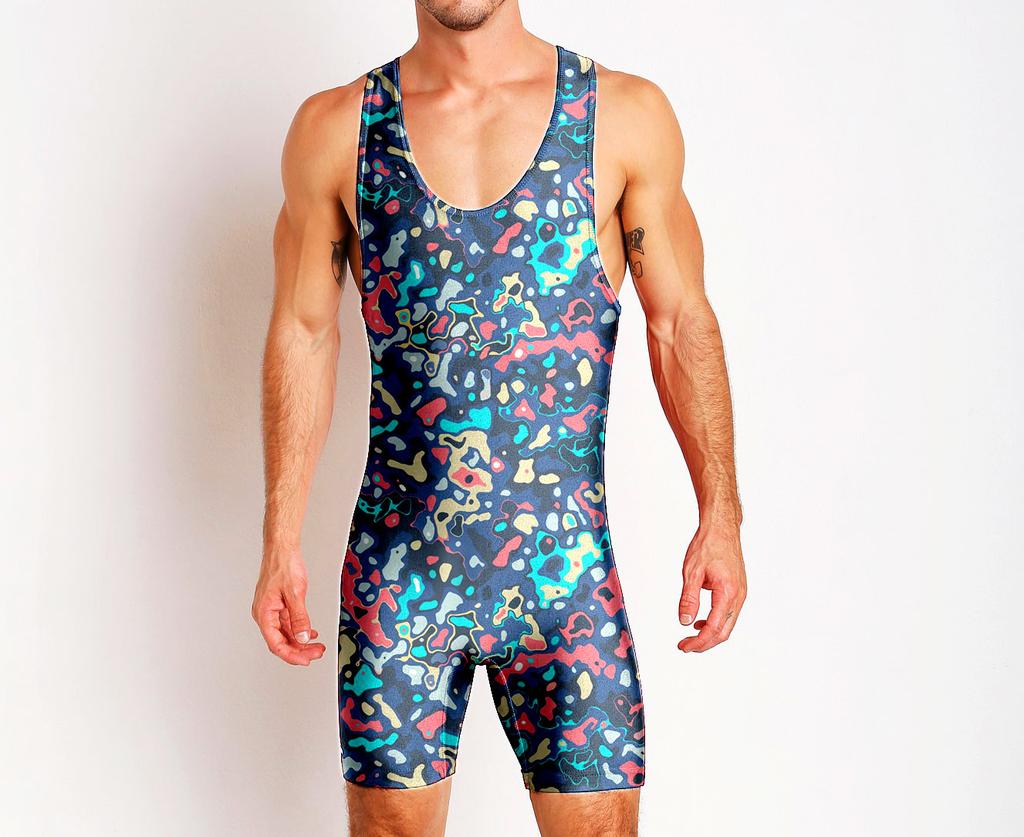 Wrestling suit Wrestling suit One-piece swimsuit Men's gym suit Sportswear Sweat-absorbing light weight training suit