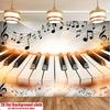 2D Planar Banner, 1 Piece, Retro Black and White Piano Keyboard and Musical Note Background Decoration