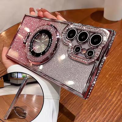 Custodia di lusso con supporto Magsafe glitterato e diamanti per Samsung Galaxy S25, S24 Ultra, S23, S22Plus