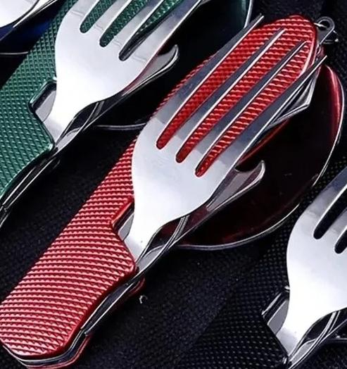 Compact Foldable Knife Fork Spoon Set Multi-Function Outdoor Camping Utensil Combo for Picnic Travel Gift for Adventure Lovers