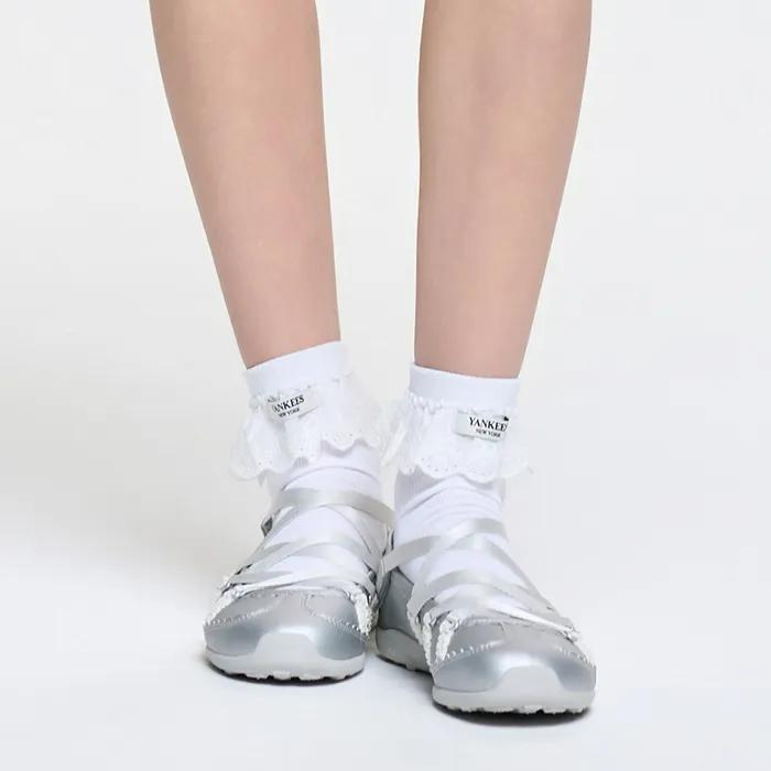 MLB Frill Lace Low Socks NY (White)