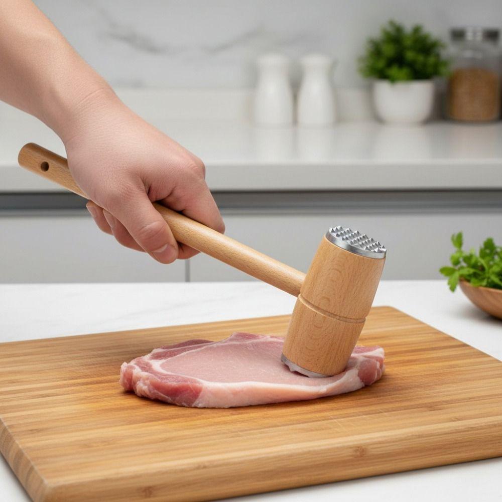 Metal Head Double Sided Meat Tenderizer Hammer Non-slip Handle Meat Hammer Meat Tender Steak