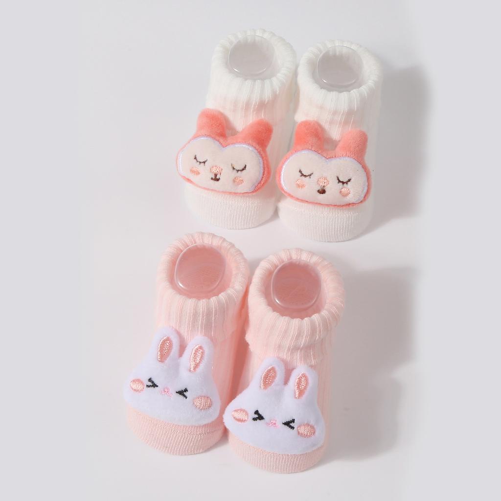 2 Pairs 0-6 Months Baby Socks Newborn Baby Girls Socks Spring and Autumn Cute Cartoon Cotton 3D Doll Sock Infant Socken