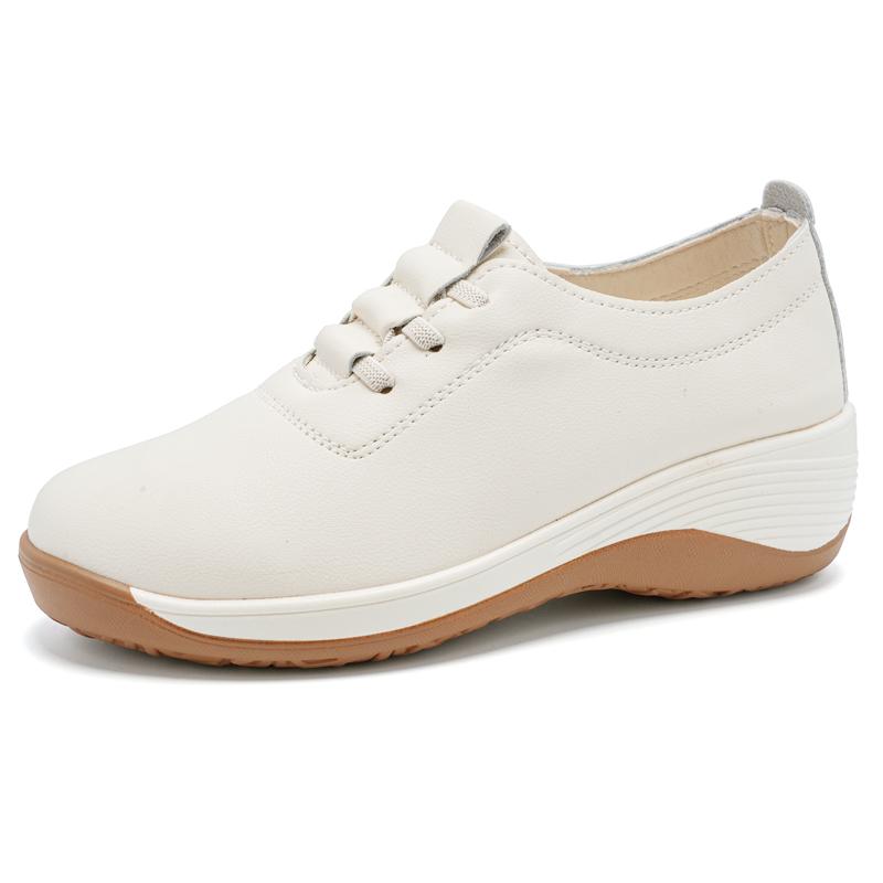 New Style Perforated Breathable Women's Summer Casual Shoes with Wedge Heels and Thick Soles