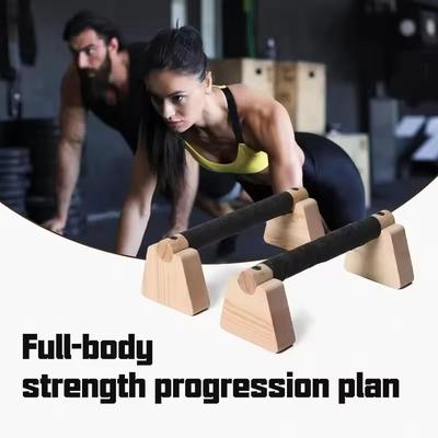1 Pair Wooden Push Up Bar Pair Home Workout Parallettes, Durable Push-Up Stand Exercise Equipment For Hands