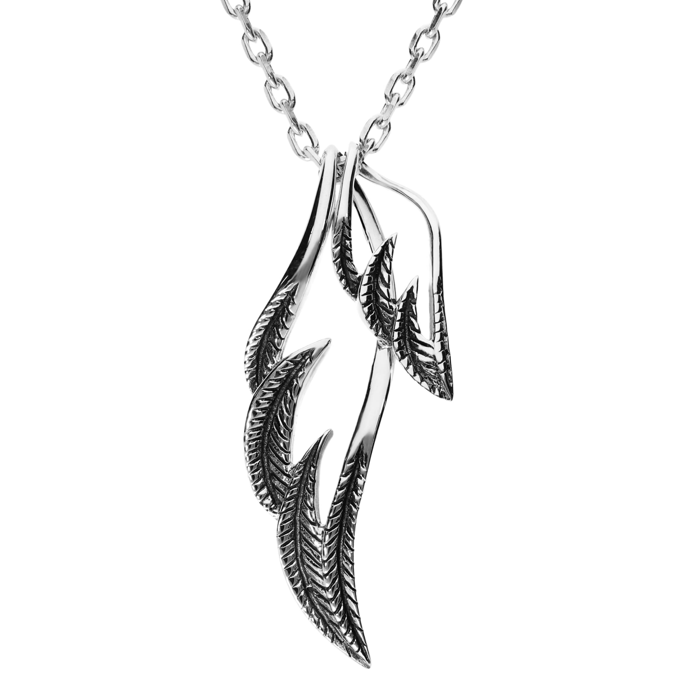 

Gin no Double Wing Silhouette Black Necklace Silver 925 Pendant Wing Feather Feather Thin Black [Shinjuku Kura] (with chain)