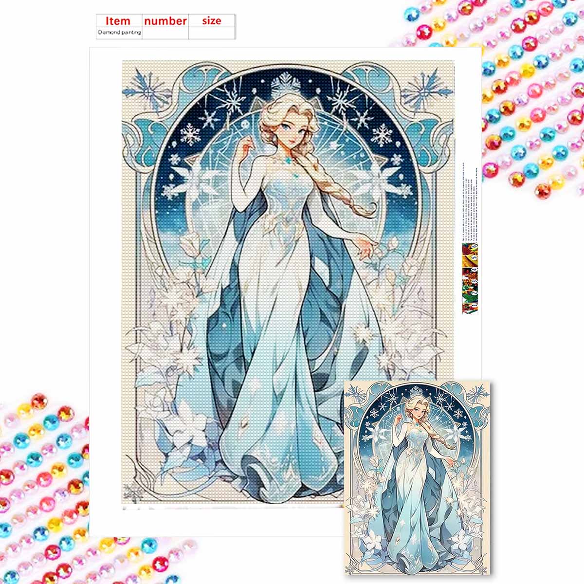 

5D Алмазная вышивка своими руками Благородная принцесса Эльза Полная выкладка Стразы Мозаика Вышивка Изделия ручной работы Домашний декор Подарок Round 20x30cm