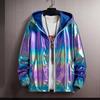 Giacca unisex lucida Cappotto con cappuccio laser Iridescente olografico Harajuku Sun Protect Top Plus Size
