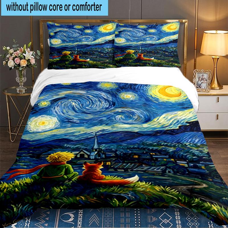 3PCS Little Prince Bedding Set,Including 1pc Duvet Cover And 2pcs Pillowcases Perfect for Bedroom, Dormitory, Large size Fan Christmas gift