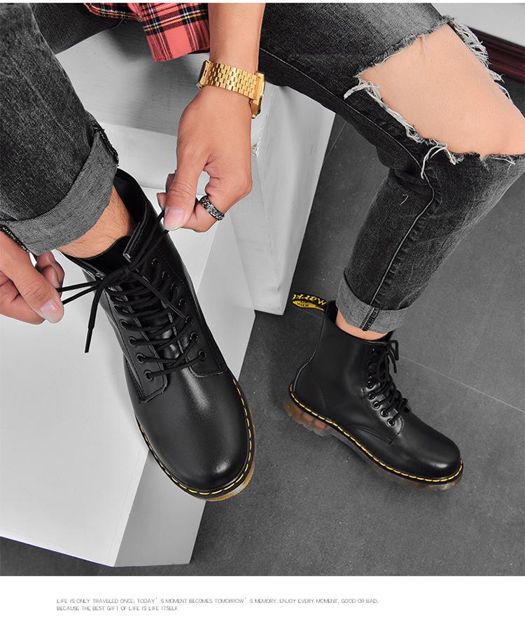 Men's Large-Size European Style Two-Layer Cowhide Martin Boots for Workwear and Casual Wear