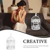 Wedding Decor Bird Cage White Metal Vintage Bird Cage European-Style Decor Birdcage Wedding Decoration Adorn, 12.59x5.51x5.51 Inches