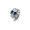 Lancardo Skull Ring Watch Free Size Analog Timepiece with Cover for Men and Women Silver Blue