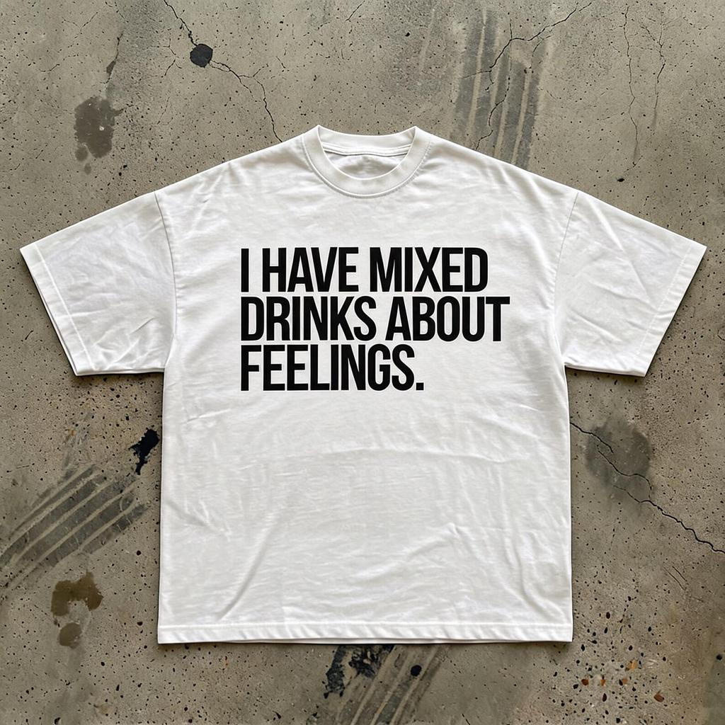 I Have Mixed Drinks About Feelings T-Shirt | Funny Text Tee