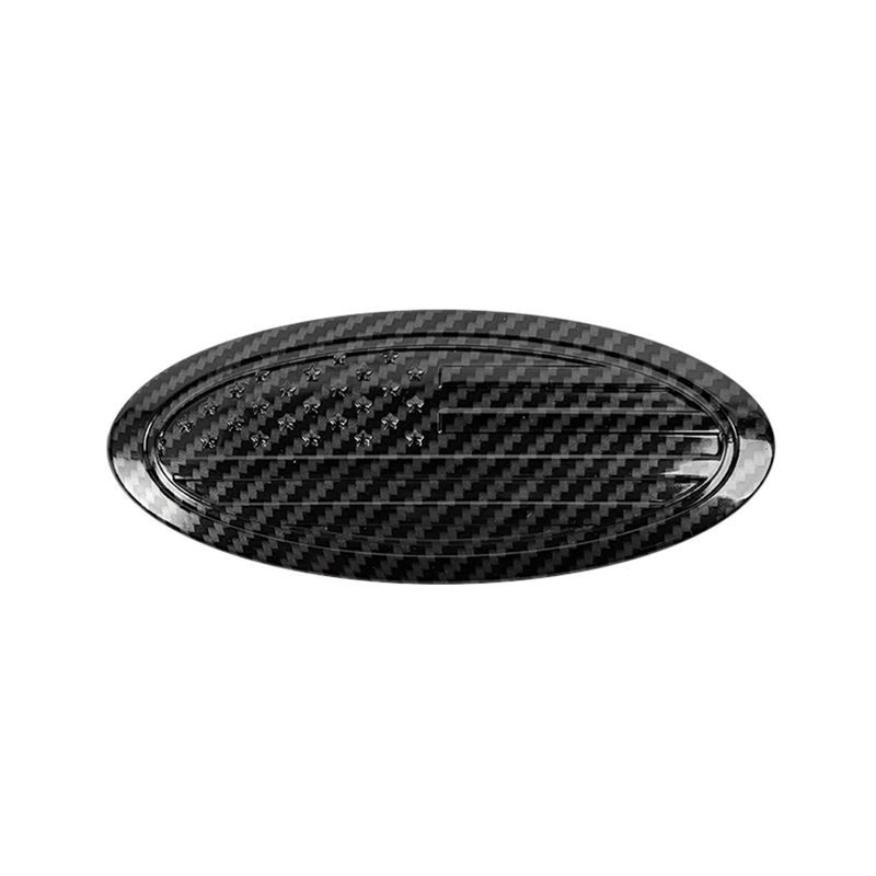 For Ford Bronco/Bronco Sport - 5 Inch Overlay Rear Tailgate Oval US Flag Emblem Trim Carbon Fiber Pattern