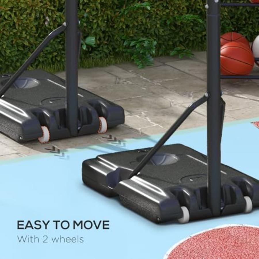 Portable Basketball Hoop with Height Adjustable from 7.7 To 10 Feet Featuring a 43Inch Shatterproof Backboard Integrated Wheels