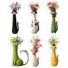 Handcrafted Quirky Cat Vase Creative Ornament Whimsical Resin Cat Flower Vase for Living Room Office Study Home Decoration