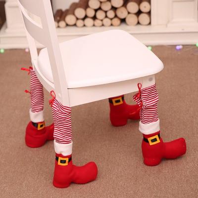 Christmas Day Table Foot Chair Leg Cover Home Dress Up Dining Table Foot Stool Cover Christmas Chair Cover