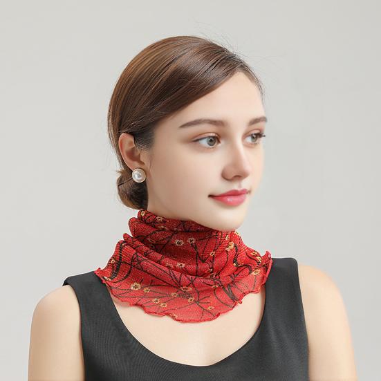 Yousheng Women Floral Chiffon Ring Scarf Neck Guard False Collar Elastic Bib Wraps Travel Scarf Versatile Accessory