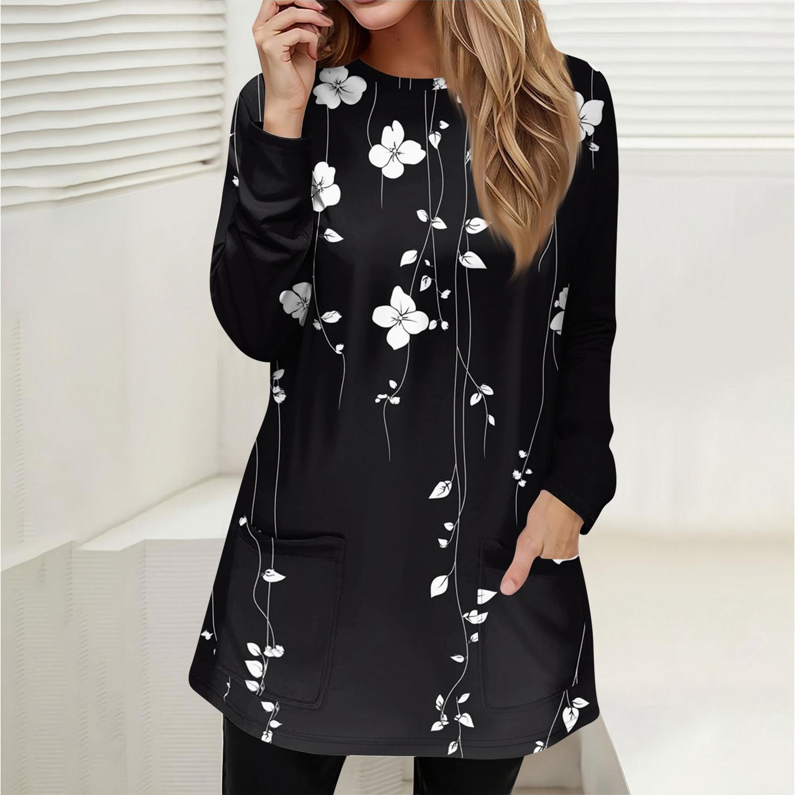 

Женская толстовка, пуловер, спортивная одежда, карман, принт, повседневный топ с круглым вырезом и длинными рукавами XXXL чёрный