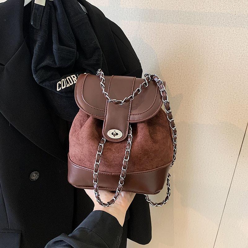 Stylish Pu Bucket Shape Backpack For Women With Fashionable Cross-border Design 2023 Autumn Winter кофейный