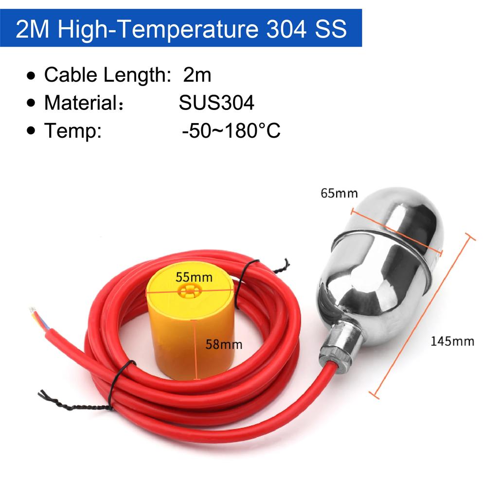 Stainless Steel Cable Float Ball Liquid Level Float Switch Durable Tank Level Sensor for Water