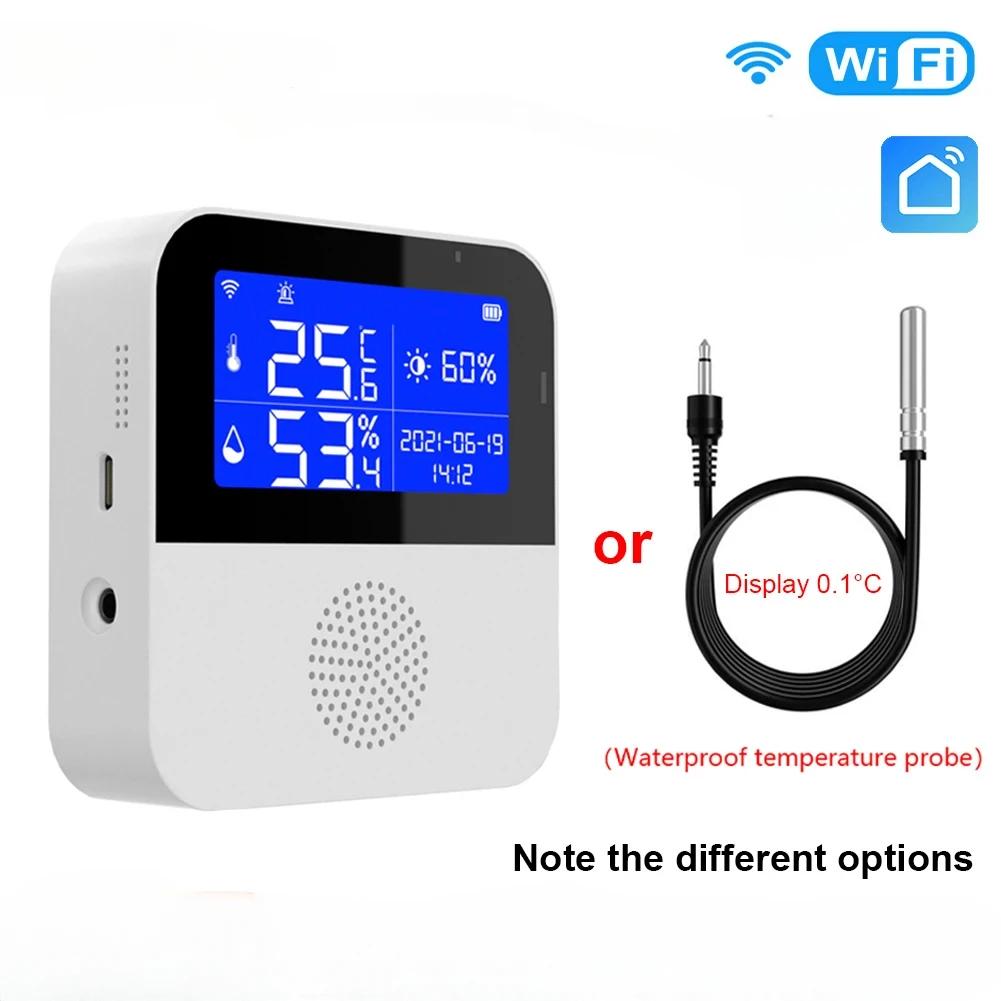 Wifi Temperature Humidity Sensor Alarm Smart Home Indoor Outdoor Thermometer Detector for Plant Aquarium Support Alexa Bbq