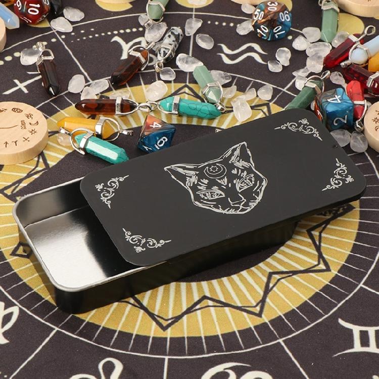 Portable Tarots Card Box Astrologys Divination Storage Case Iron Tarots Card Storage Case for Witches Decoration