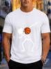 2026 New Arrival Pure Cotton Tshirt Dab Dancing Skeleton Playing Basketball Print Crew Neck Unisex Casual Short Sleeve