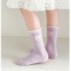 5 Pairs Girls Summer Mesh Cotton Socks Thin Breathable Crew Socks For Baby Toddler Kids Age 1-12T Solid