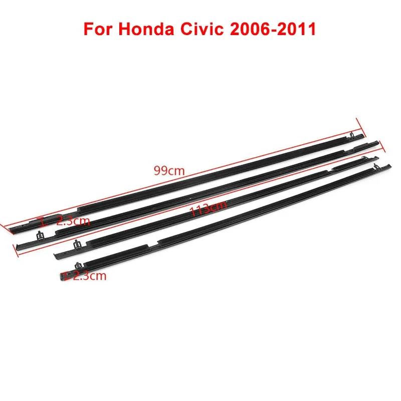 4 stycken Bilfönsterväderlist Glasfönster Gummilist Formningslist för Honda Civic 2006-2019 Innerbackspeglar 6