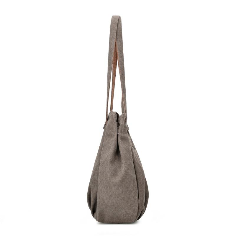 Lässige Canvas-Tragetasche mit gefaltetem Frontdesign Lange Schultergurte Große Kapazität Shopper-Tasche für den täglichen Gebrauch