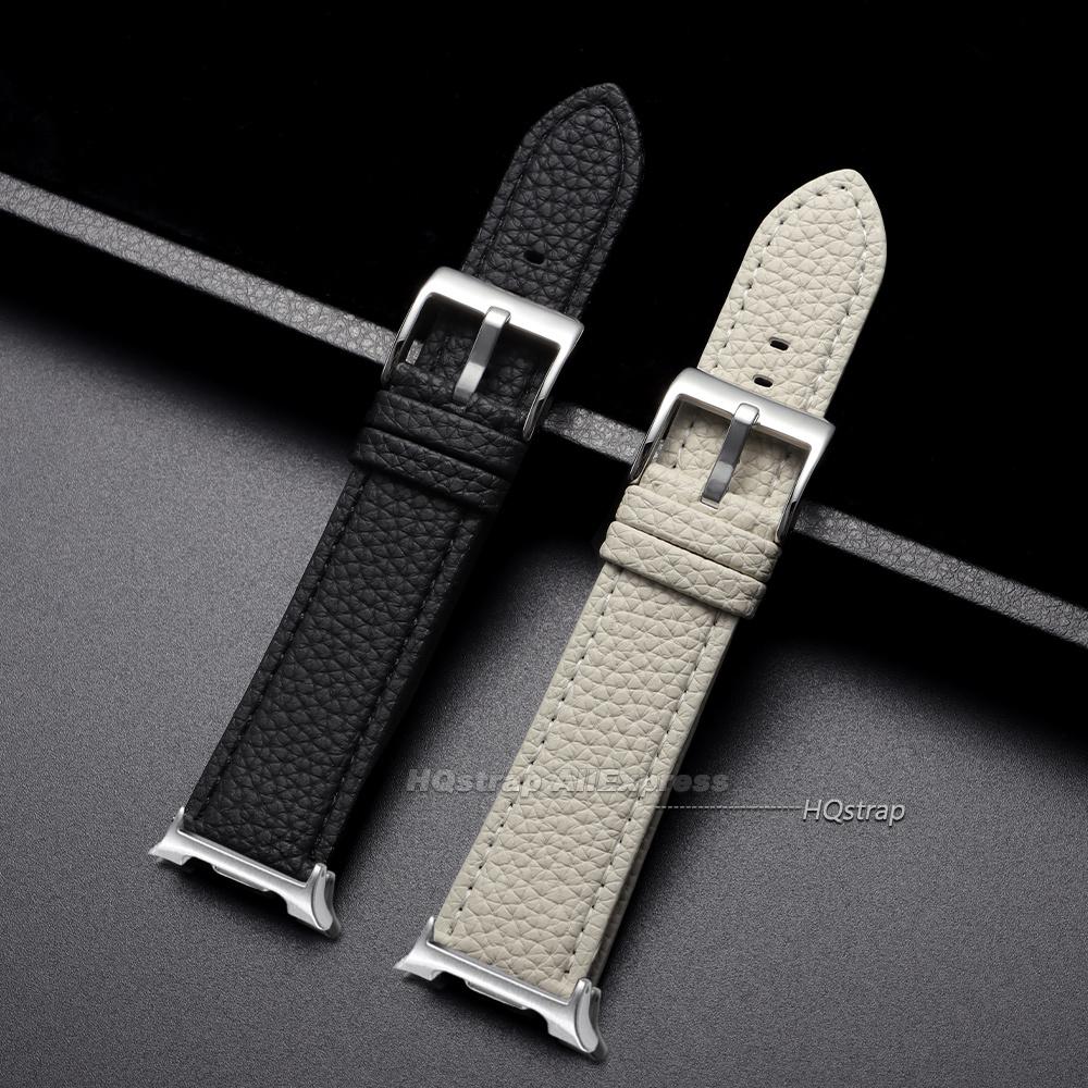 New Lychee Pattern Leather Watch Strap for Samsung Galaxy Watch 8 Classic 46mm 40mm 44mm Watch Band Business Smartwatch Bracelet