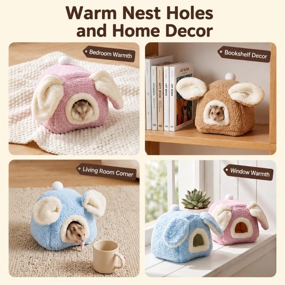 Guinea Pig Cage Winter Hamster Bed Ear-shaped Hamster Shelter Small Pet Hideout for Small Animals