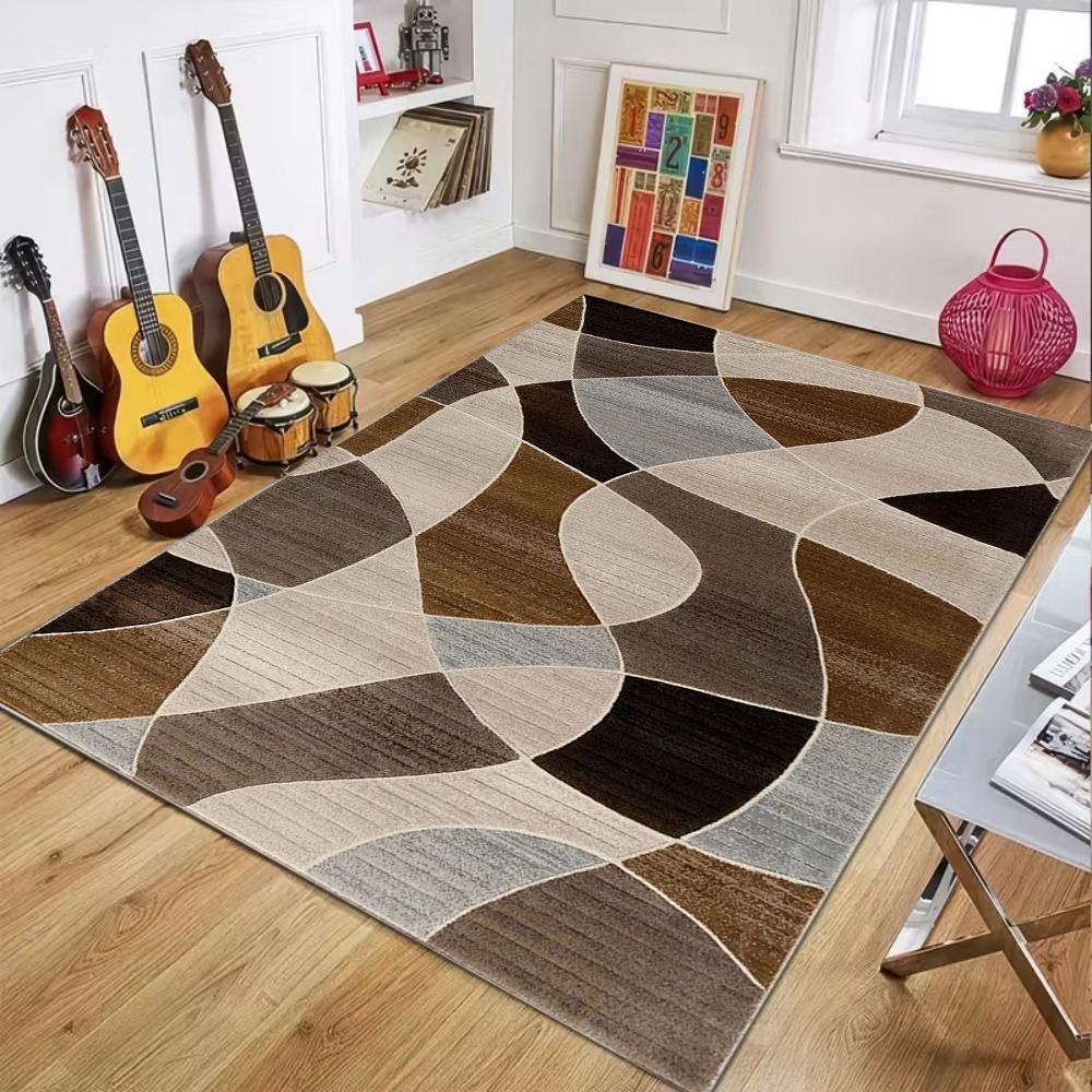Modern Stripe Design Non-Slip Indoor Rugs for Living Room, Soft Washable Carpets for Bedroom Dining Room Entryway Door Mat,